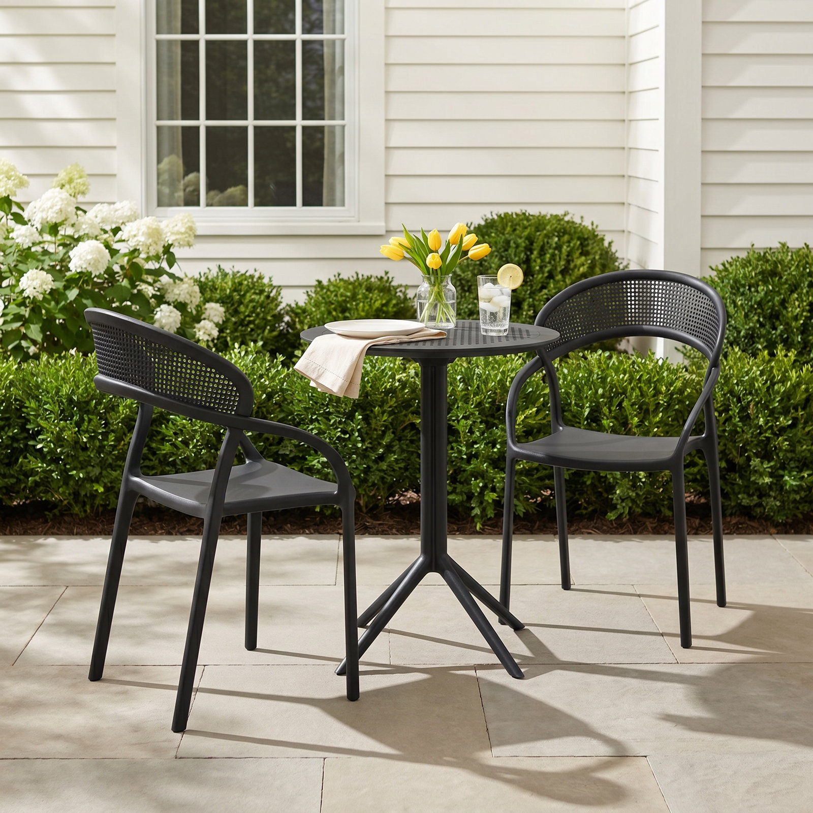 Farrah 24" Patio Bistro Set, Black