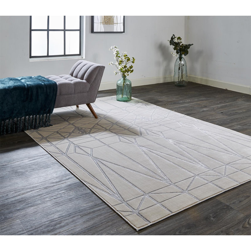 Tapis ivoire tissé à la main Cathelijne, Rectangle 9 pi 2 po x 12 pi