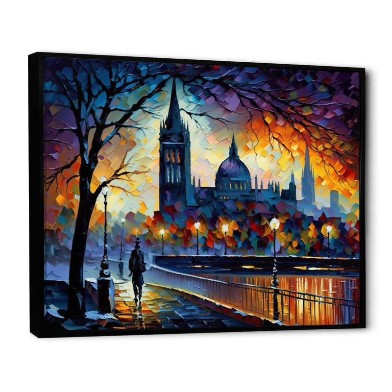 «City View in the Fall I», reproduction sur toile, H 30 po x l 40 po x P 1,5 po, Toile avec cadre flottant noir
