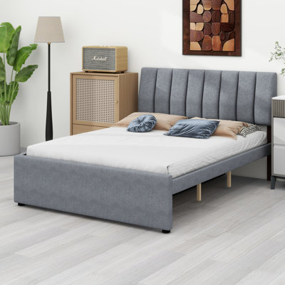 Lit plateforme tapissier avec lit gigogne