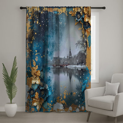 Cityscape Window Curtains, Scenic Sheer & Blockout Curtains - 1 Panel