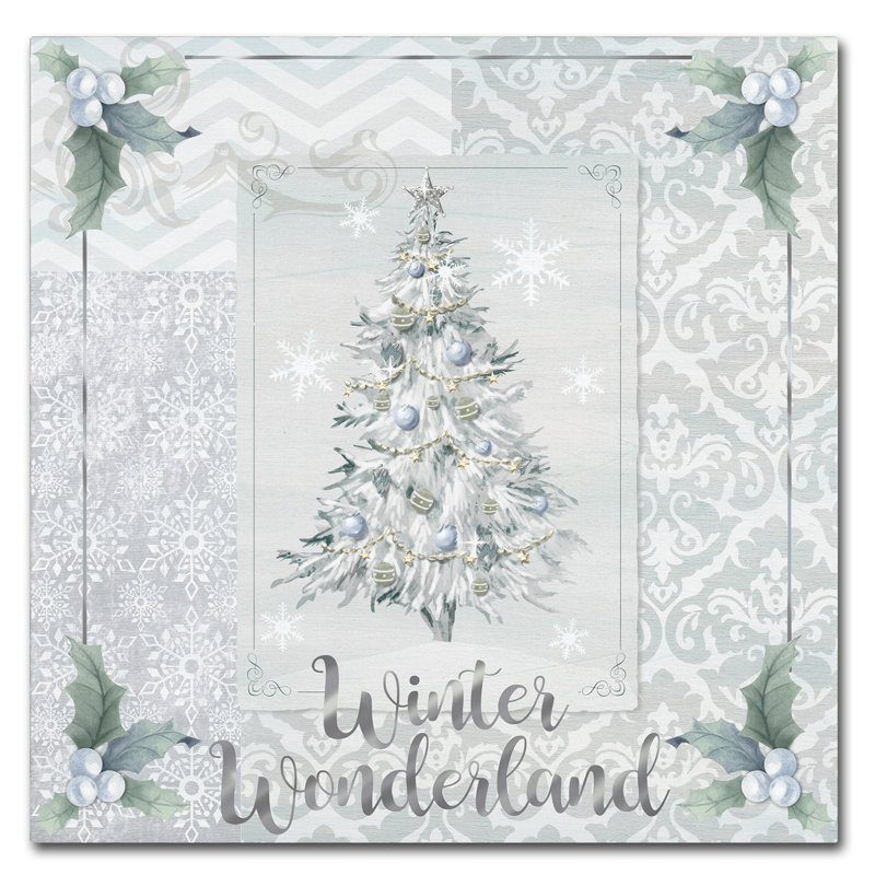 «White Xmas» par Fiona Stokes-Gilbert - reproduction d'art graphique sur toile, H 14 po x l 14 po