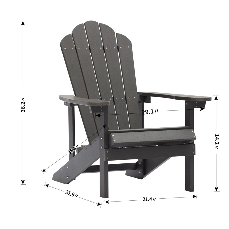 Chaise Adirondack en plastique Keysville, Anthracite