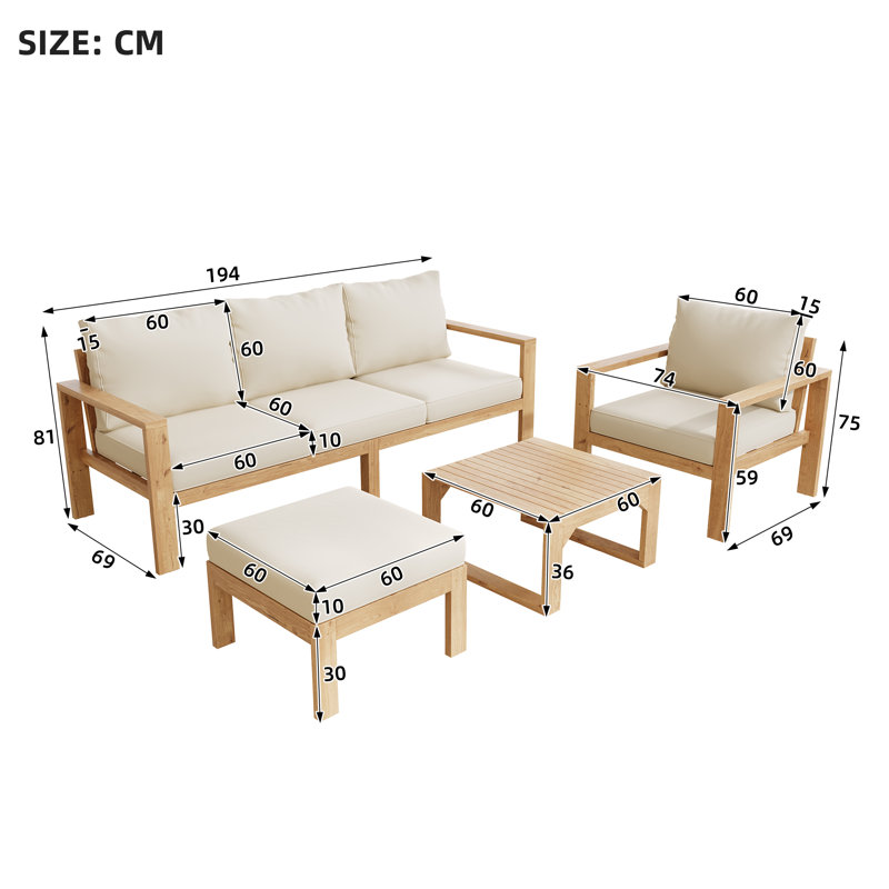 Garden Conversation Set For 6 People Beige