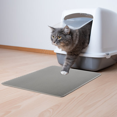 PETMAKER Cat Litter Mat - Waterproof Litter Box Mat with Dual-Layer Honeycomb Design for Trapping Litter - Slip-Resistant Cat Mat - 24x15-Inch Double-Layer