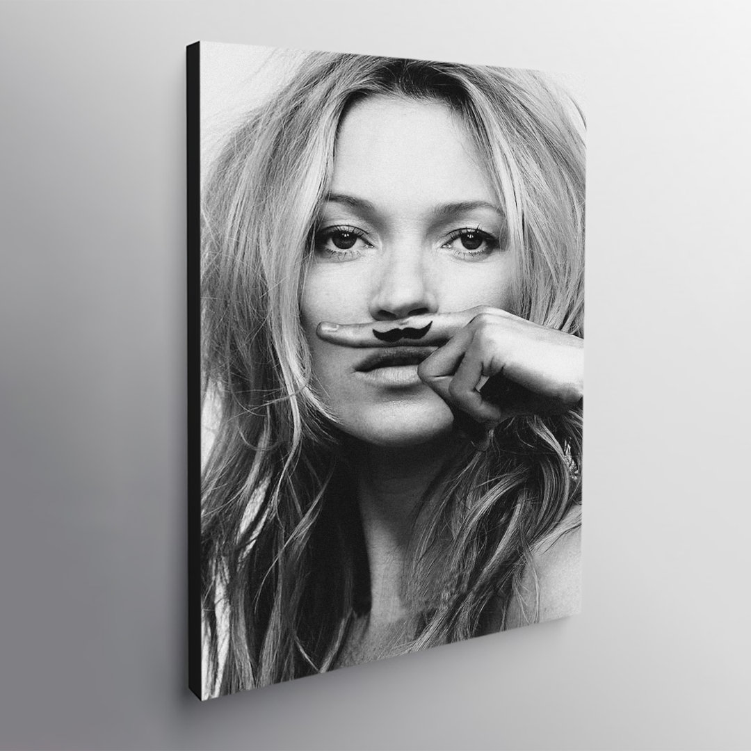 Kate Moss Finger Moustache - Wrapped Canvas Print