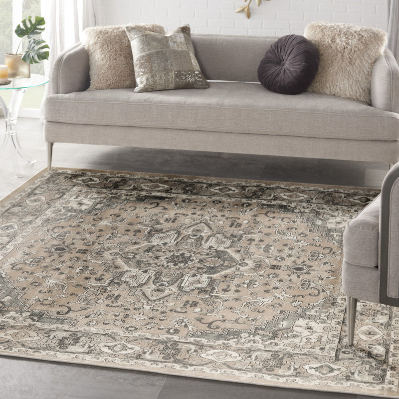 Tapis oriental beige / gris Jurado, Rectangle 7 pi x 10 pi