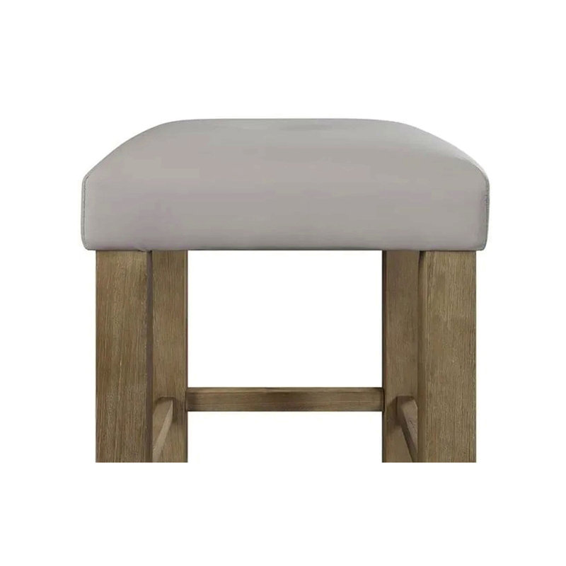 Ensemble de 2 tabourets de comptoir rembourrés en cuir PU gris et chêne