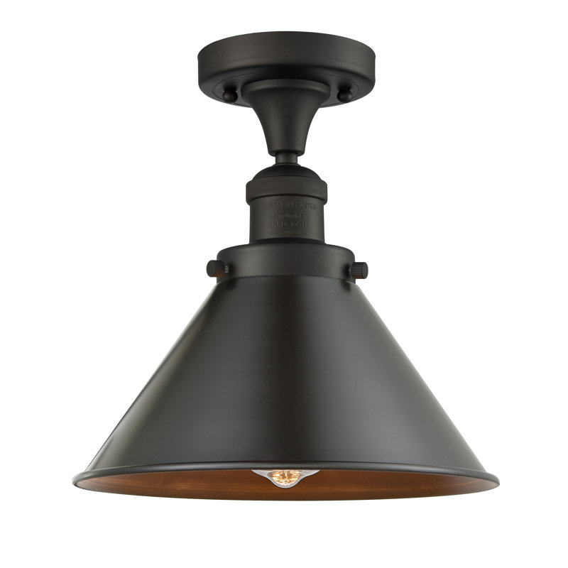 Elwell Semi Flush Mount, 6 Watt Vinage LED Bulb, Matte Black, Matte Black