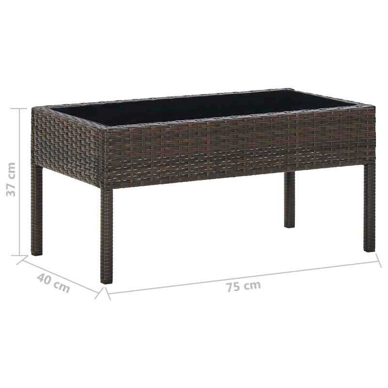 Eliphaz Rattan Coffee Table, Black/Brown