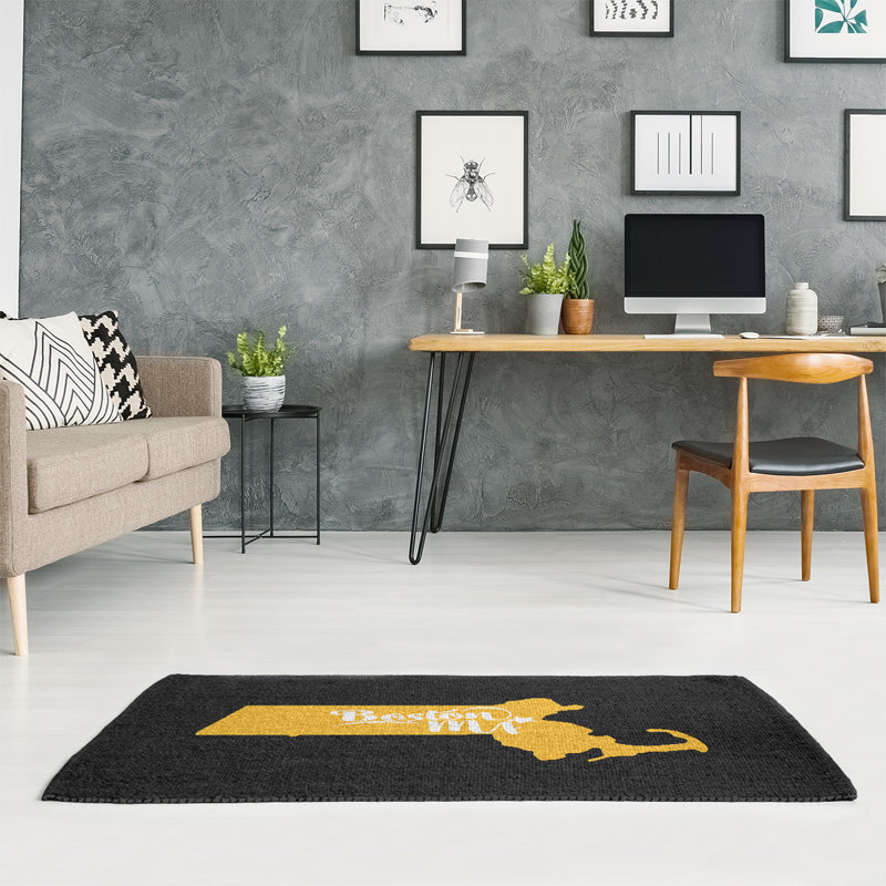 Tapis de boston sports area black, Rectangle 5 pi x 7 pi, Oui