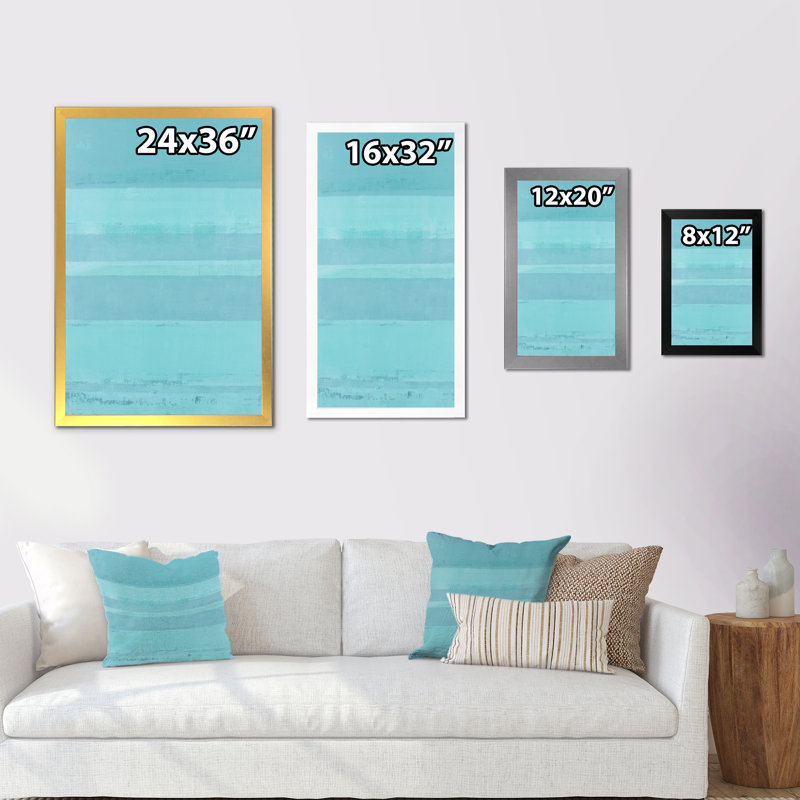 Colorfields In Shades Of Turquoise III - Décoration murale moderne et contemporaine en toile, H 36 po x l 24 po x P 1 po