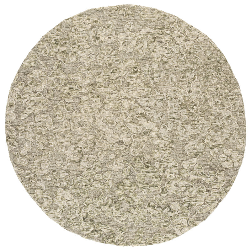 Abstract 562 Hand Tufted 80% Wool; 20% Cotton Floral Rug, Round 6'