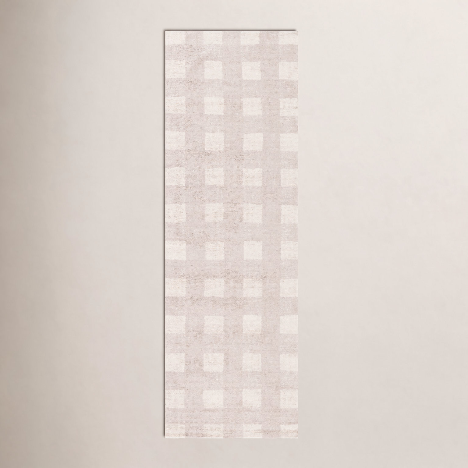 Barclay Beige Washable Hand-Woven Plaid Rug, Runner 2'3" x 8'