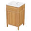 Meuble-lavabo en bois 20 po avec lavabo, pieds en bois massif, tablette réglable, tiroir inclinable et design moderne pour les petits espaces