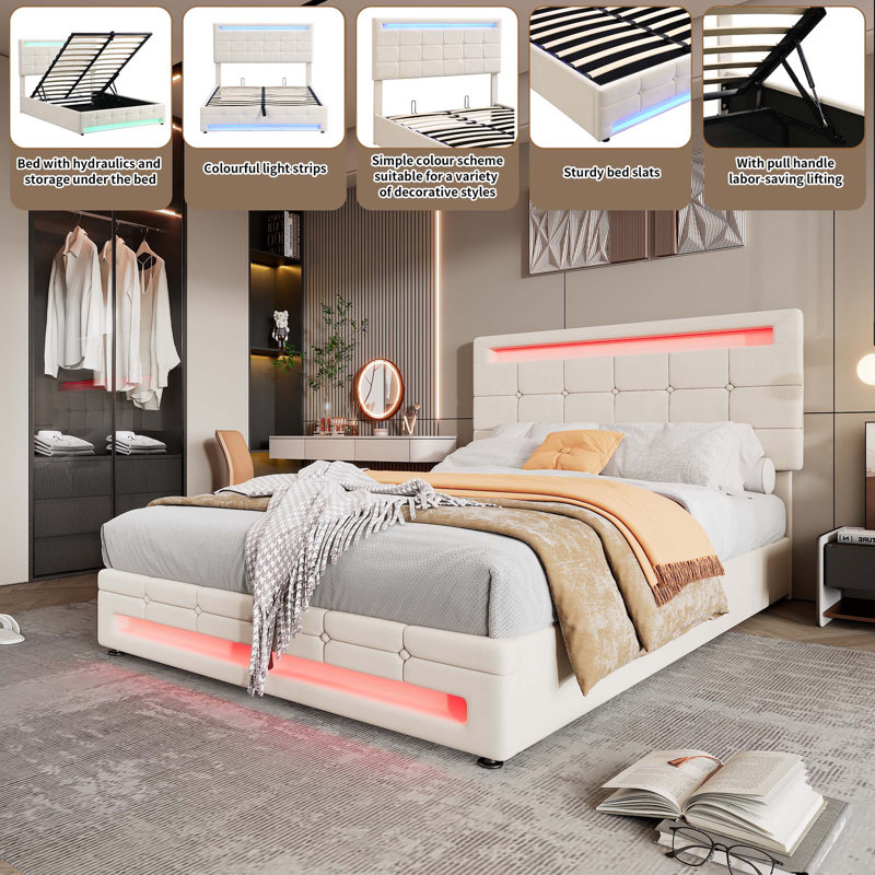 Cybill Upholstered Ottoman Storage Bed, Grey