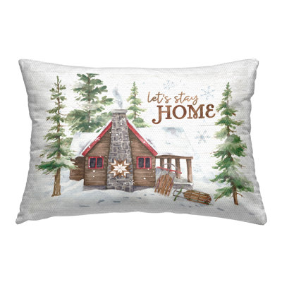 Stay Home Lodge Outdoor Printed Pillow by Courtney Morgenstern