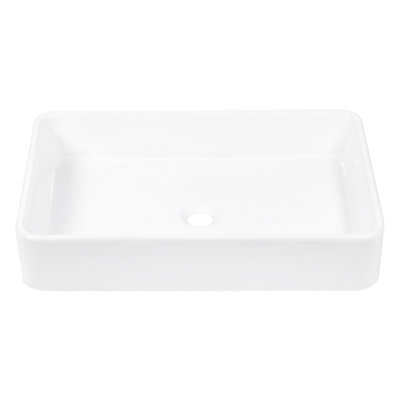 COUOKO 24"L x 16''W White Ceramic Bathroom Sink Rectangular Porcelain Vessel Sink