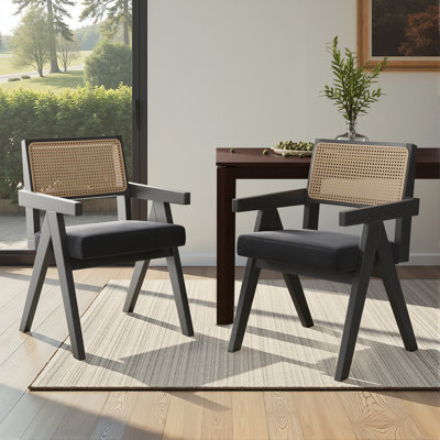 Rattan Dining Chair with Solid Wood Frame