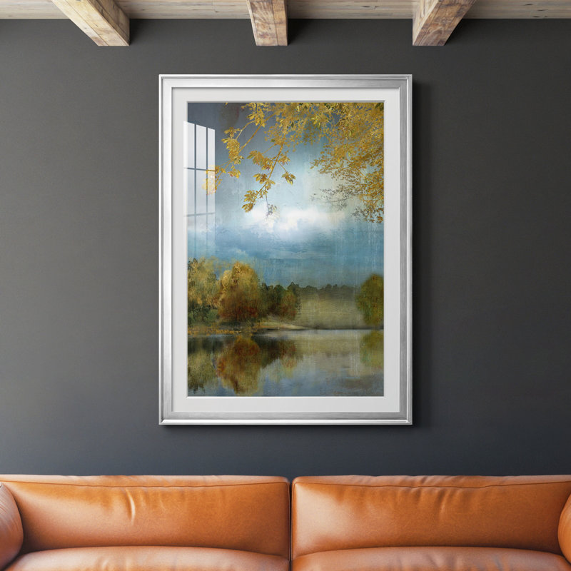 Golden Leaves - Reproduction d'art graphique sur papier encadré, Argent, H 26,5 po x l 36,5 po x P 1,5 po