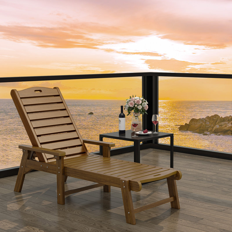 Chaise longue d'extérieur inclinable 78,7 po Alizay, Brun