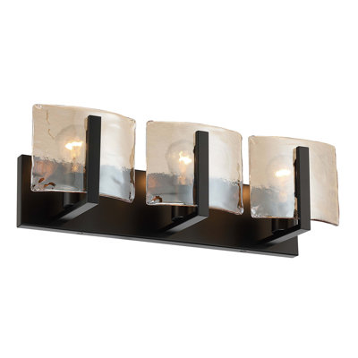 Aenon 3-Light Vanity Light - Matte Black - Amber Water Glass