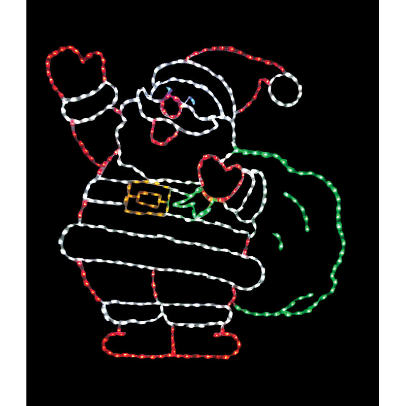 Affichage à DEL Jolly Santa avec sac de cadeaux (74 po)