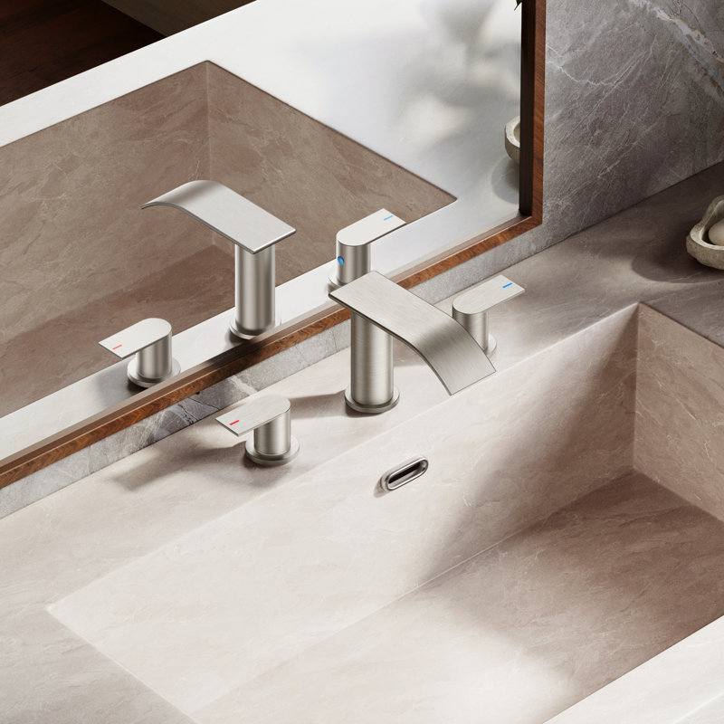 2-handle Bathroom Faucet with Drain Assembly, Stainless Steel