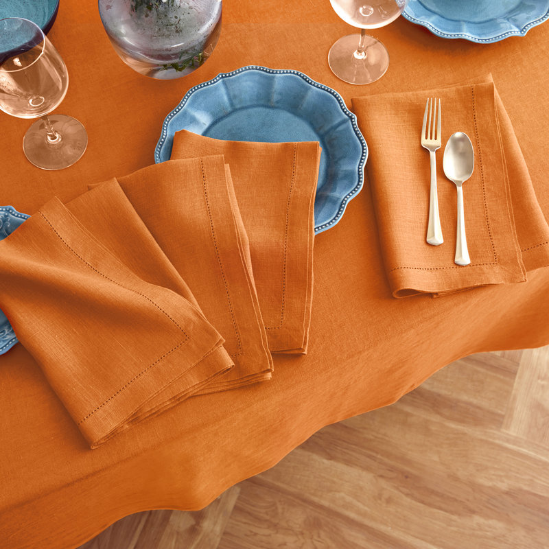 Sonoma - 100% Pure Linen Tablecloth (Prewashed), 70" Square, Pumpkin