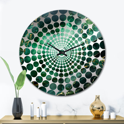 Green Crystal Geode Fusion - Abstract Marble Wall Clock