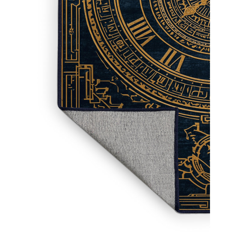Machine Washable Tribeca New Years Modern & Contemporary Abstract Rug in Gray – Navy Binding, 5x8