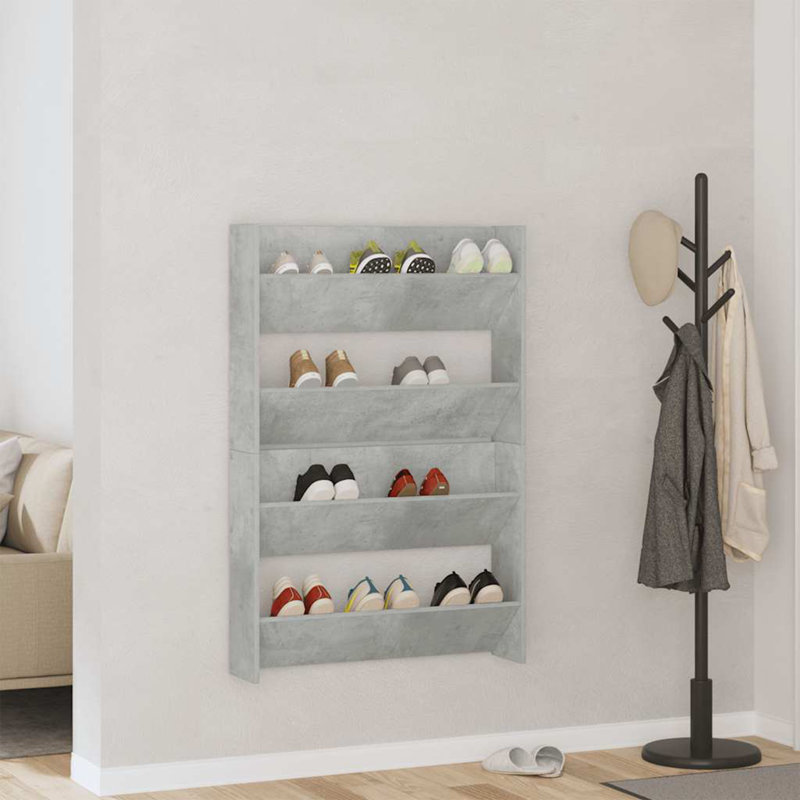 12 Pair Shoe Rack, Concrete Grey, 4