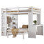 Lit superposé avec lit inférieur démontable et bureau, structure de lits superposés en bois massif avec tablettes intégrées et garde-robe, peut être converti en lit mezzanine-236326229