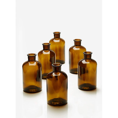 Ensemble de 6 vases à bourgeons de médicaments, pots d'apothicaire, bouteilles décoratives en verre, centre de table pour la réception de mariage, mini vases à fleurs de 6,25 po de hauteur et 3,25 po de diamètre Red Barrel Studio®