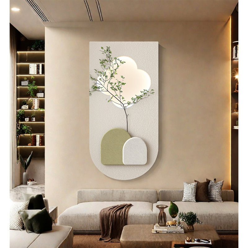 Grès crème avec murs lumineux décoratifs, H 39,37 po x l 19,69 po x P 0,31 po