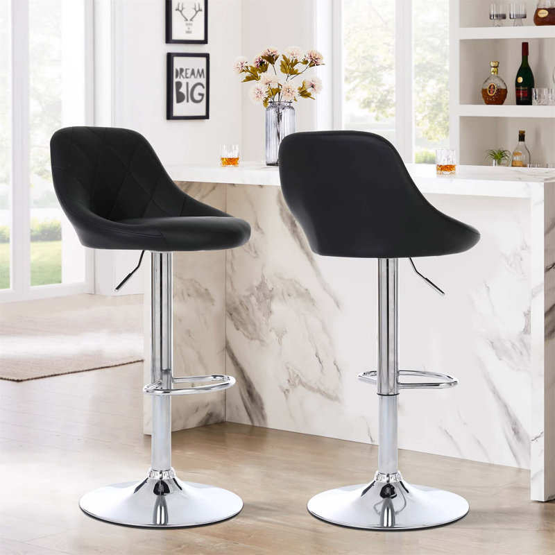Bigvai Adjustable Height Bar Stool, Black