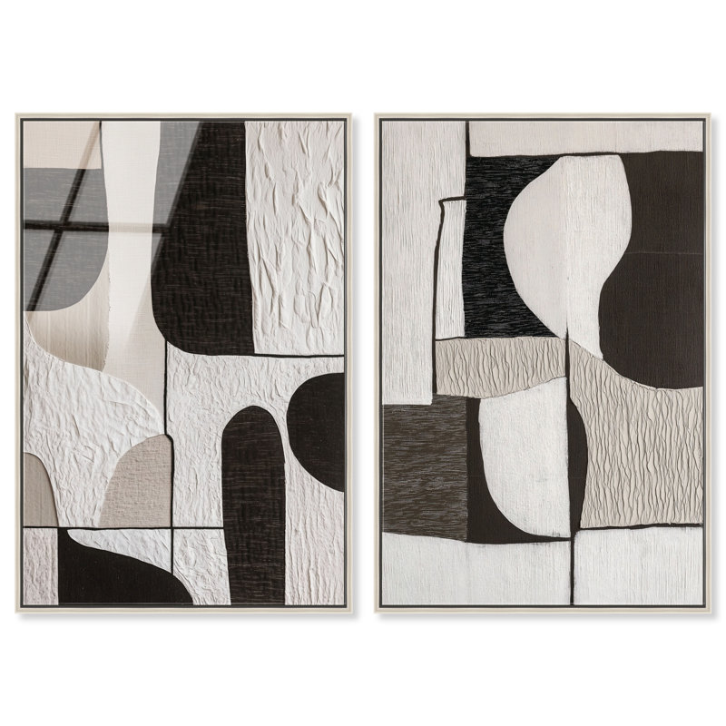 Rectangle linéaire Harmony, ensemble d'art mural Boho par Art Remedy, prêt à accrocher, 10 x 15, 15"H x 10"W Set of 2