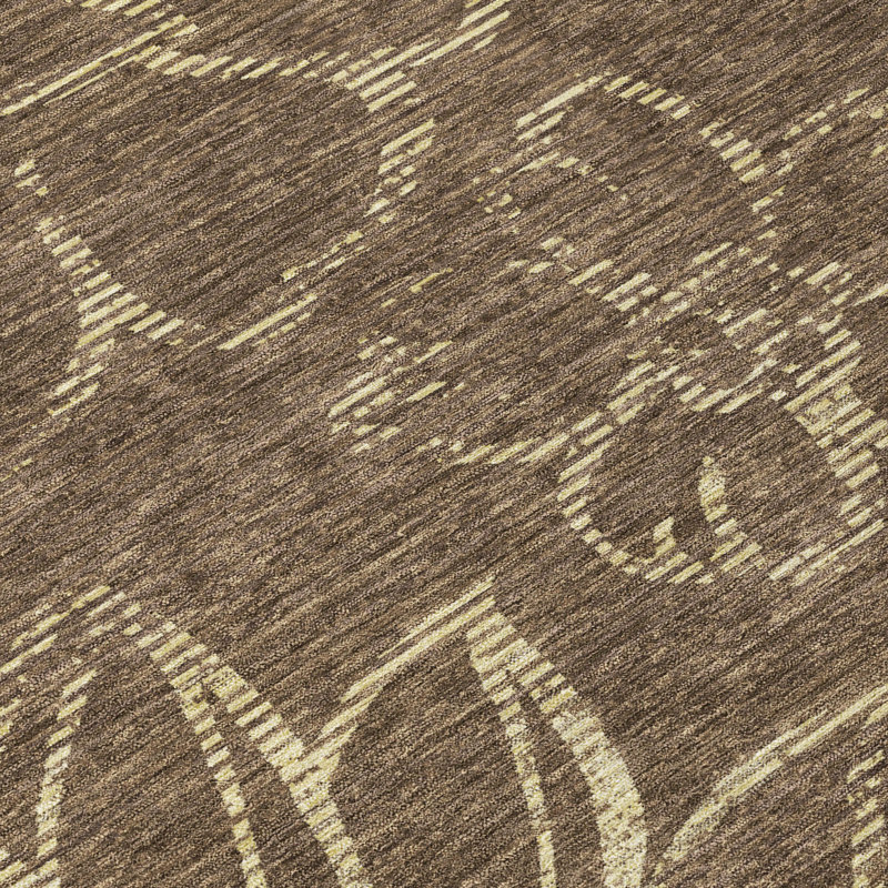 Tapis floral intérieur / extérieur lavable à la machine Chantille ACN2789, Chocolat, 8 pi x 10 pi