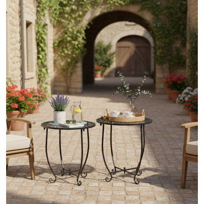 Round Outdoor Side Table - 14 cm W 14 cm D