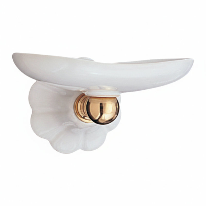 Porcelain Vintage Style Wall Mount Porcelain Soap Dish, Solid Brass