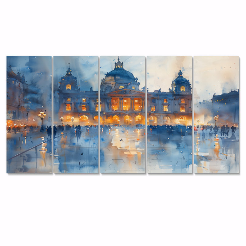 Ensemble d'art sur toile bleu et blanc "Opéra à Paris", H 32 po x l 80 po