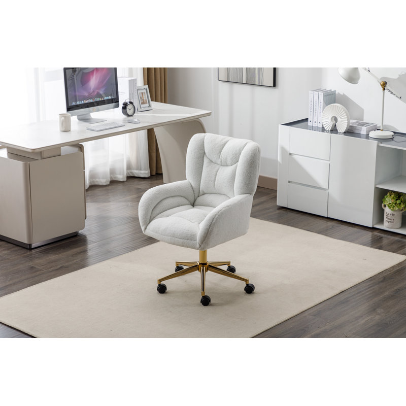 Teddy Swivel Office Chair With Metal Base, Teddy Ivory