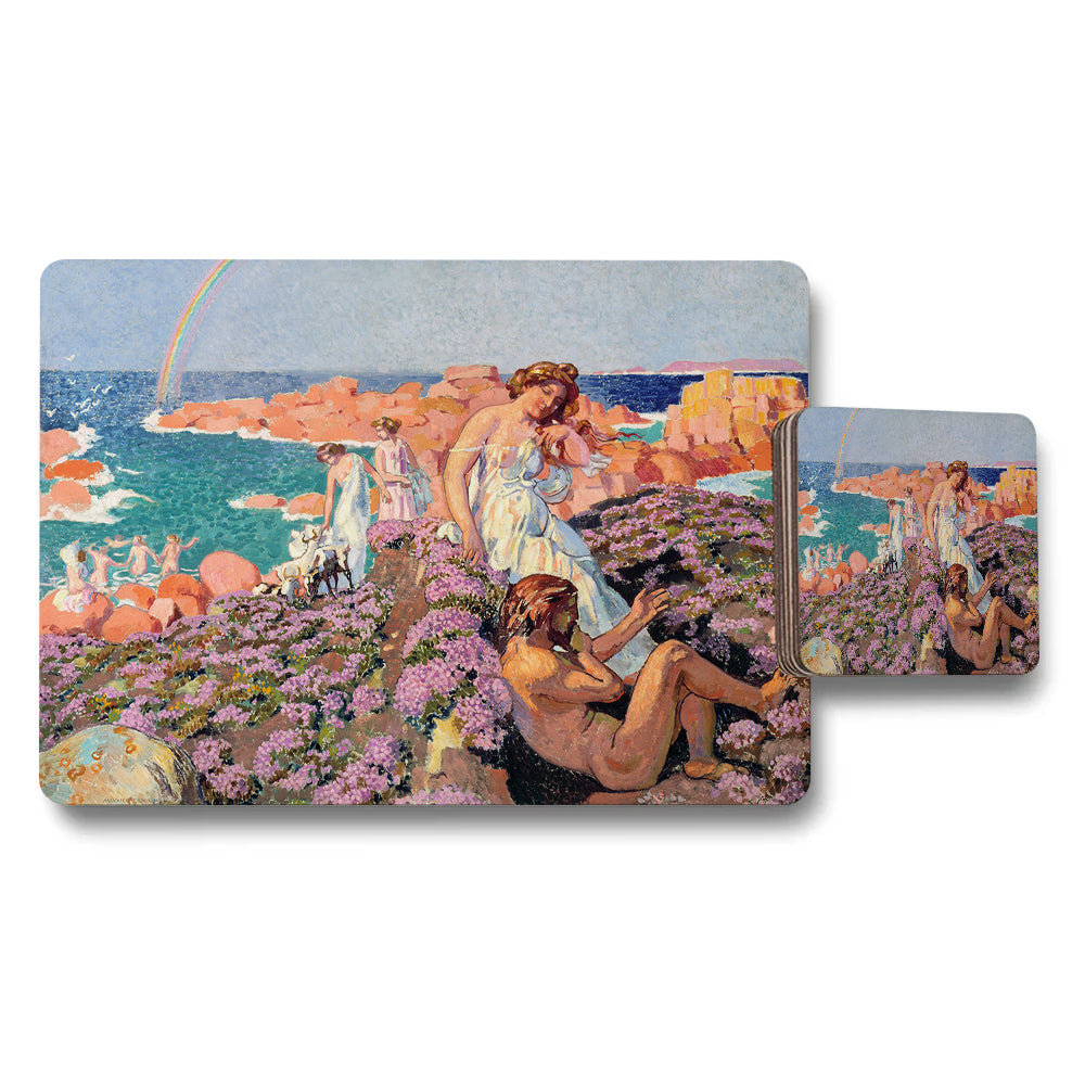 Impressionist Seaside Garden Placemat And Coaster Set