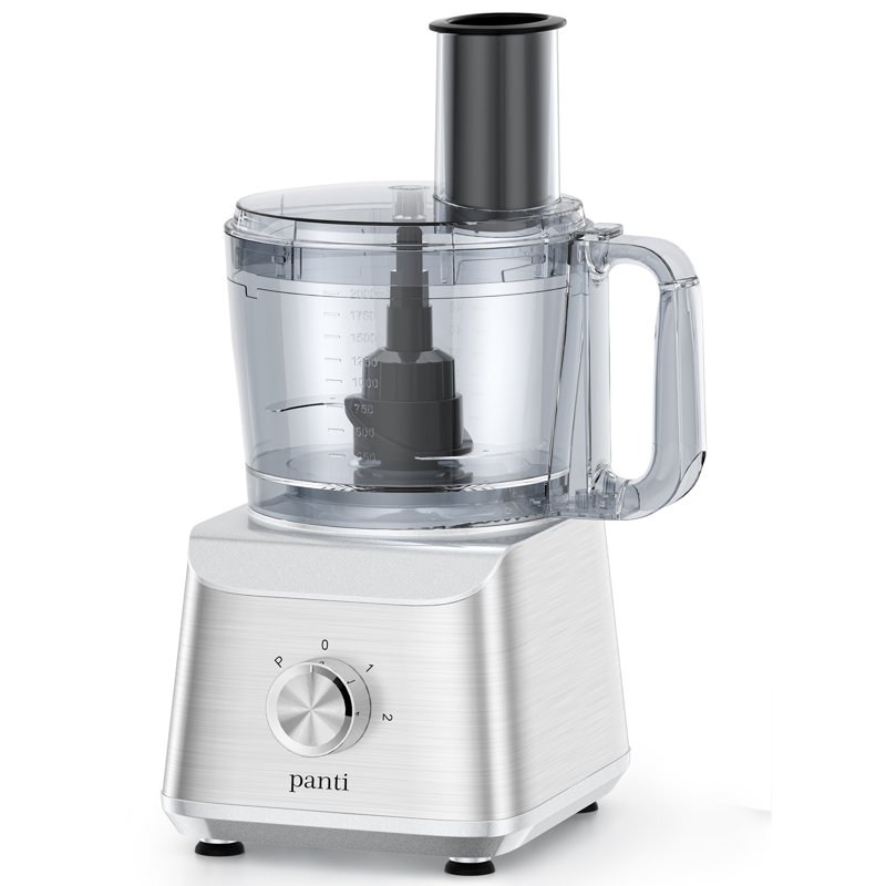 Robot culinaire 12 tasses Panti, hachoir à légumes 4 fonctions 600W pour hacher, trancher, purées et pâte, 3 pales