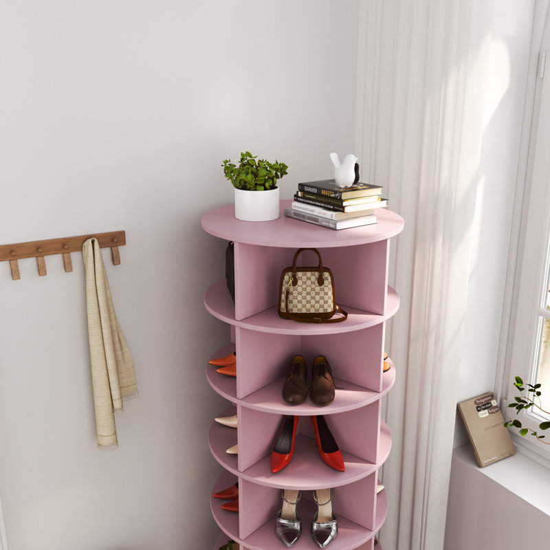 Armoire à chaussures rotative 360, Rose, H 56,14 po x l 24 po x P 24 po
