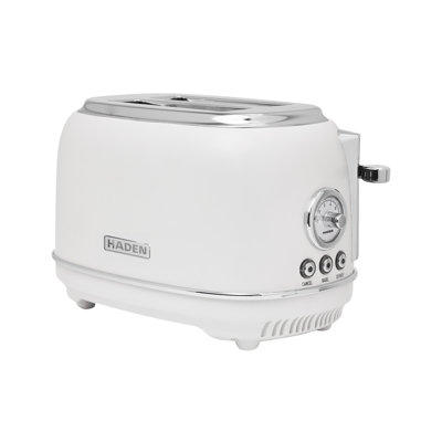 Haden Chelsea Stainless Steel 2 Slice Toaster, Extra Wide Slots, Ivory & Chrome
