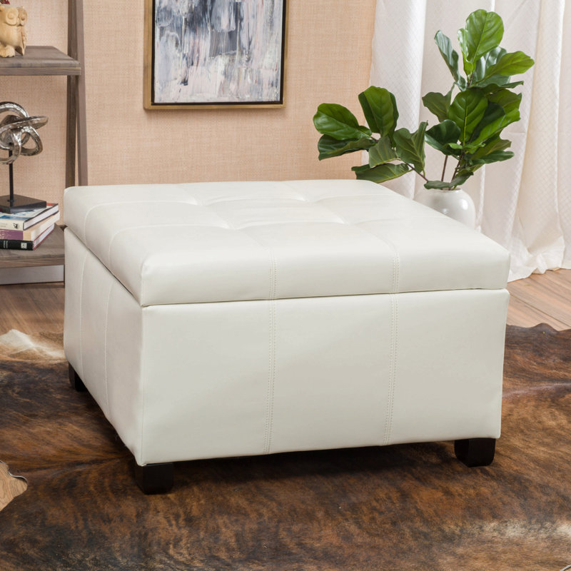 Repose-pieds avec rangement pour le bureau de la chambre à coucher du salon, Ivoire ivoire