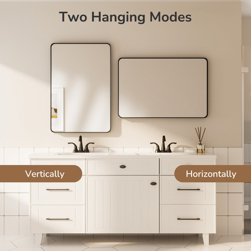 Bathroom Mirror with 1.2" Thick Aluminum Alloy Frame,Wall Mirror with Tempered Glass,Accent Mirror for Entryway,Dining Room,Bedroom