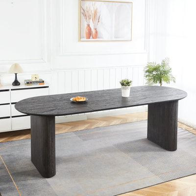 Table de salle à manger extensible noire avec pieds en métal, idéale pour le bureau, bureau et pièce de conception simple et stable, de haute qualité