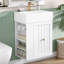 Meuble-lavabo de 20 pouces avec lavabo en céramique, armoire de rangement en panneau de fibres à densité moyenne avec tiroir, tablette latérale et poignée dorée - meuble-lavabo moderne pour les petites salles de bain-1638689127